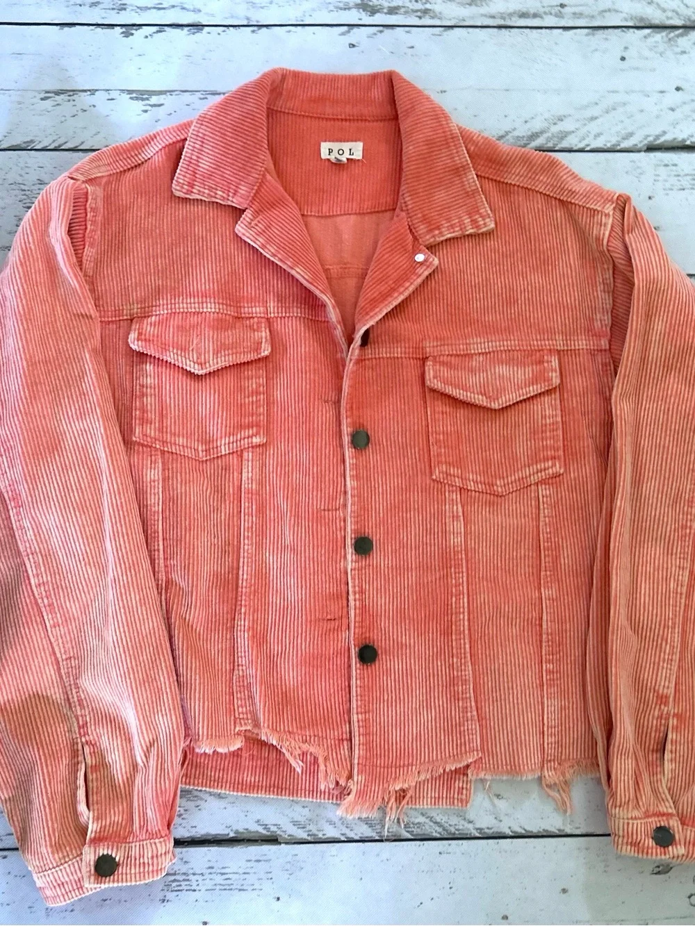 Sz L POL Orange Corduroy Crop Jacket 100% cotton